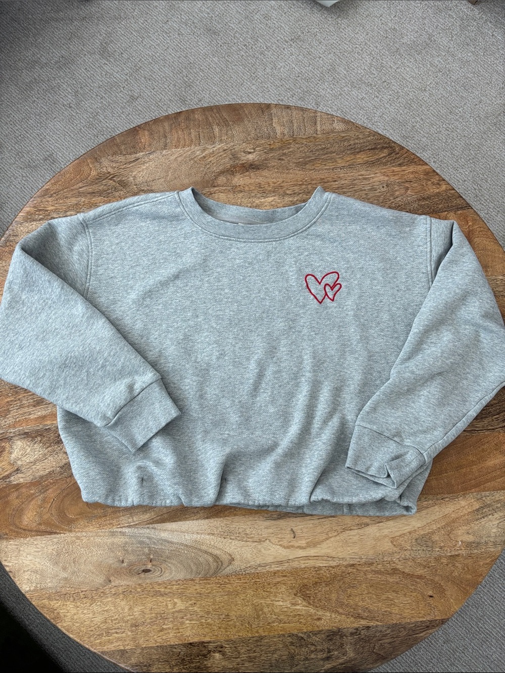 Universal Thread Gray Crewneck Sweatshirt with Red Heart Embroidery
